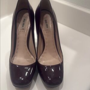 Miu Miu Brown Patent Leather Heels